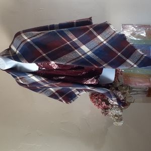 Altar'd State Cozy Soft Plaid Fringed Blanket Scarf Wrap Shawl